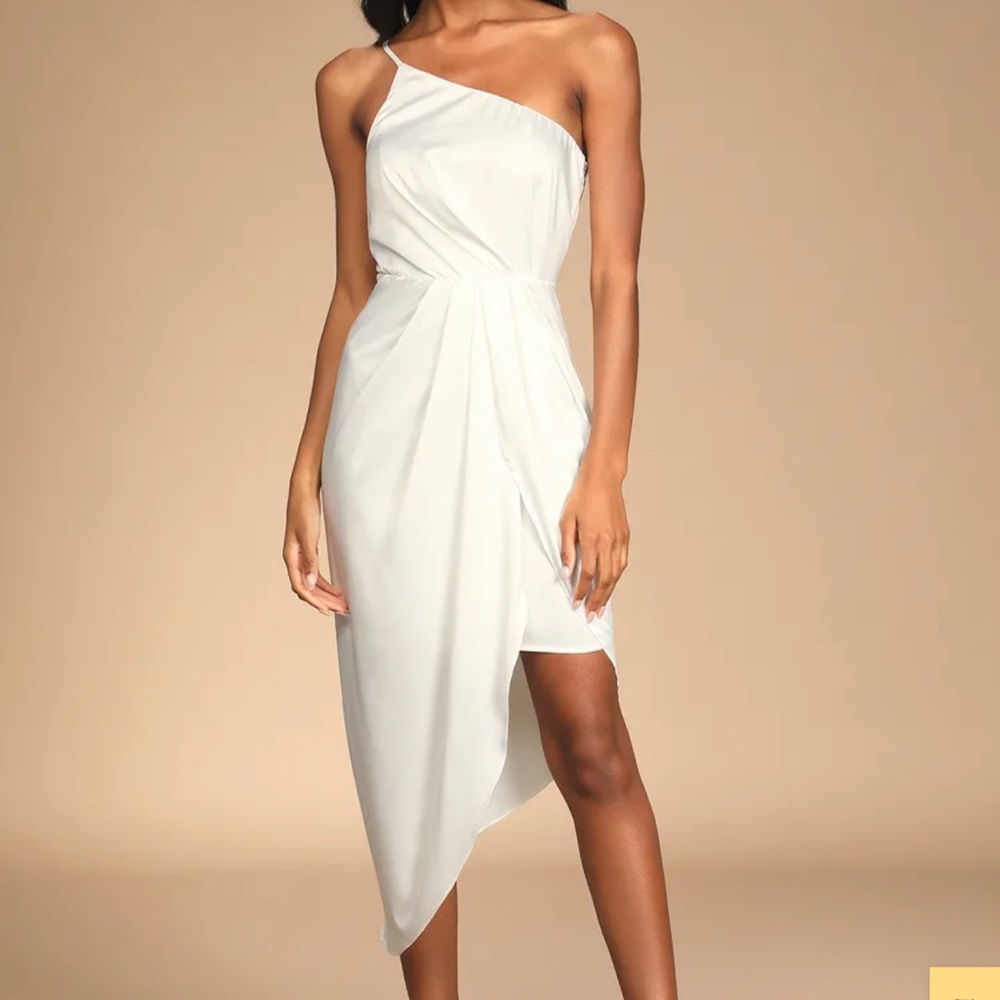 White satin dress for bridal shower